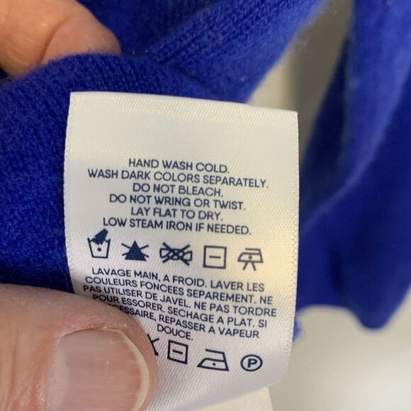 Lands’ End Royal Blue 100% Cashmere Crewneck Long Sleeve Sweater Size M - Picture 7 of 10